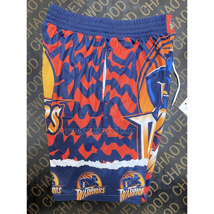 Pantalone Golden State Warriors Mitchell & Ness Naranja Azul